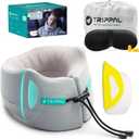 TripPal Airplane Sleeping Travel Pillow: 360° Chin & Neck Support with Flat Back for Side Sleepers on Longhaul Flights DualDensity Memory Foam (8lb NonCollapsing) to Prevent Head Bobbing, Gray