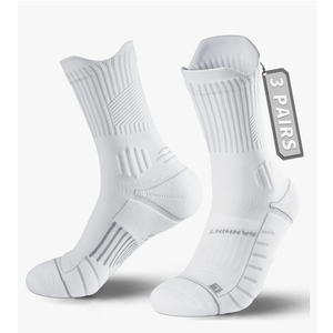 Compression Running Socks 3 Pairs, Cushion Crew Socks, Anti-Blister Moisture Wicking Athletic Hiking Basketball Socks