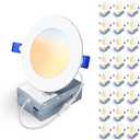 Veriligt 24 Pack 4 Inch 5CCT LED Recessed Light, Silm Canless Recessed Lighting, Dimmable, Damp Rated, 2700K-5000K Selectable, Wafer Ceiling Downlight with Junction Box, 750LM, 9W 120V, ETL&FCC