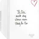 Cooluli Vibe Mini Fridge for Bedroom - With Cool Front Magnetic Whiteboard - 15L Portable Small Refrigerator for Travel, Car & Office Desk - Plug In Cooler & Warmer for Food, Drinks & Skincare (White)