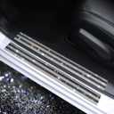Luster Crystal Car Door Sill Plate Protectors, Bling Diamond Door Entry Guards Sill Scuff Cover Panel Step Protector Sticker with Sparkling Rhinestones Universal White & Black 2 Pcs