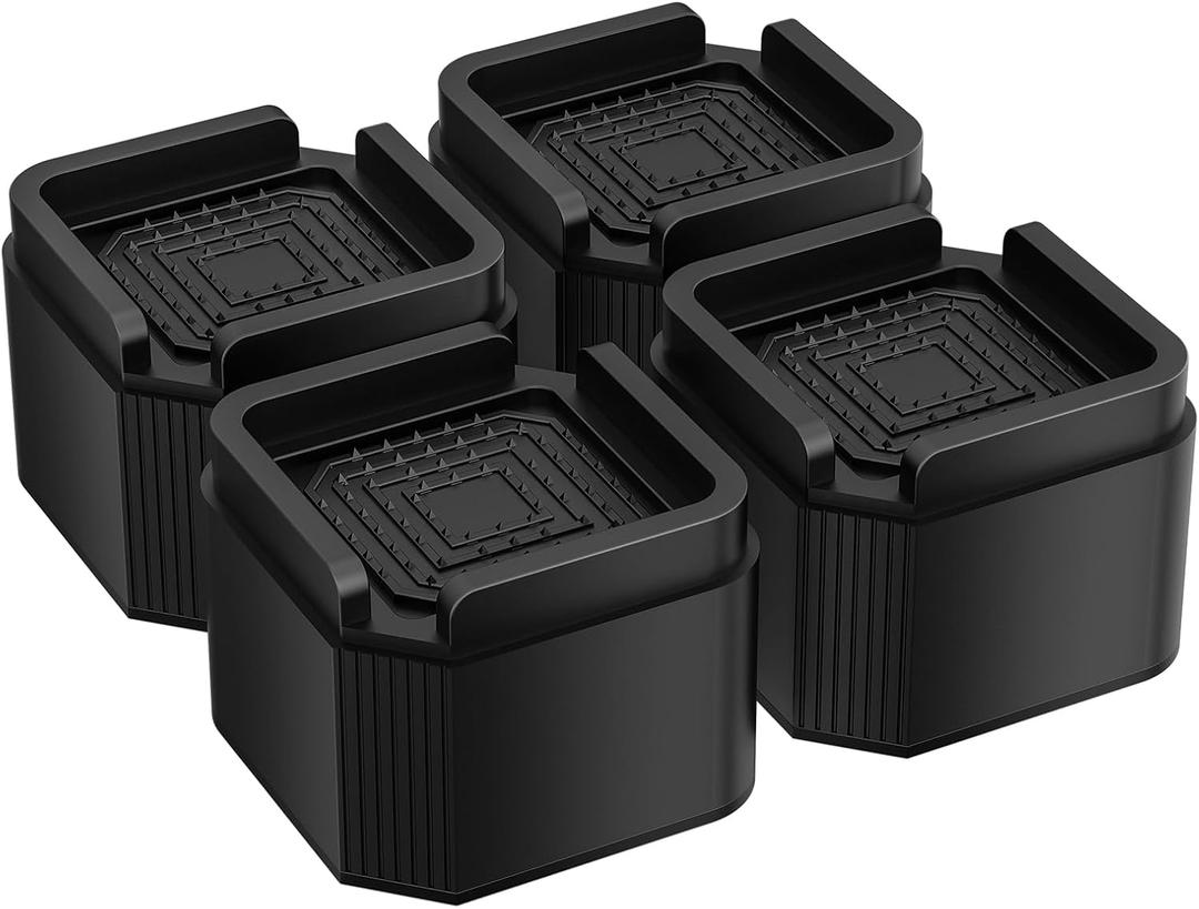 4 Pack Bed Risers Heavy Duty, Adjustable Furniture Riser Blocks Lift 2, 4 inches for Couch Sofa Table Chair Leg Refrigerator Washing Machine, Support Up to 2000 Lbs (Black 2 inch)