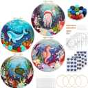 Fedmut Needle Felting Kit, Wool Felting Kit for Beginners Adult with Wool, Needles, Foam Pad, Felt Cloth and Instructions  4 Set Sea Animals Painting Frame for Great Gift Decoration