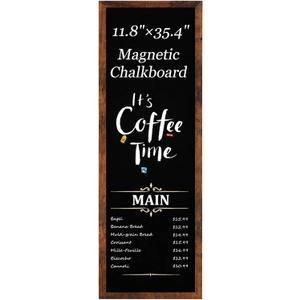 Magnetic Chalkboard for Wall, Long Chalk Board,11.8" x 35.4", Walnut Brown | Wall Hanging Menu for Restaurant, Food Truck, Kitchen, Chalk Board for Kitchen, Bar & Home Decor