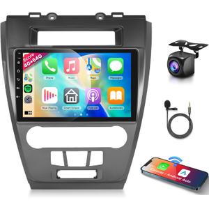 8 CORE 4G+64G Car Radio Stereo for Ford Fusion Mondeo Mustang 2009-2012 Wireless CarPlay Android Auto, 10.1 Inch IPS Touch Scree Android 13 GPS WiFi Bluetooth 32-Band DSP AHD Backup Camera