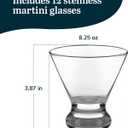 Libbey Cosmopolitan Stemless Martini Glasses Set Of 12, Dishwasher Safe Holiday Martini Glass, Lightweight Cocktail Glass Set for Wedding Party, 8.3 Ounces