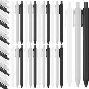 Fulmoon 50 Pcs Ballpoint Pens Bulk Retractable Comfortable Writing Pens Cute Christmas Back to School Supplies in Medium Point 1.0 mm for Teacher Student Baby Shower (Black White Gray)