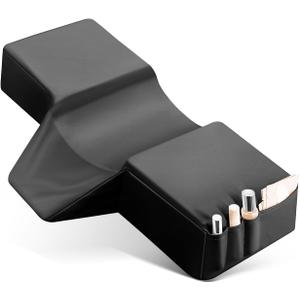 Onism Lash Pillow, Leather Waterproof Curved Memory Foam Lash Extension Pillow with Neck and Back Support, Perfect Pillow for Eyelash Extensions, Pockets on Both Sides for Tools, Black