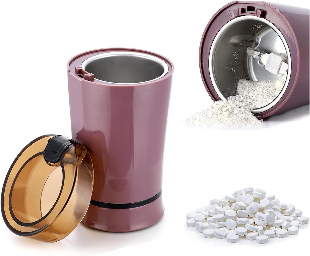 Multifunctional Electric Pill Crusher Grinder- Grind The Medicine and Vitamin or Coffee Beans Tablets of Different Sizes into Fine Powder-Grinder for Feeding Tubes, Children or Pets (Purple2)