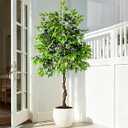 Erimda 7ft Artificial Ficus Tree for Home Decor, Faux Silk Plants Faux Plant Fake Silk Trees with Pot for Indoor House Living Room Office Garden
