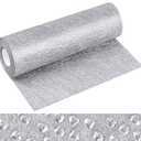 Silver Table Runner with 150pcs Heart Rhinestones, 1181 x 9 '' Long Table Runners, 23*0.23m Runner for Tables, DIY Gift Floral Wrapping Silver Fabric for Wedding, Christmas, Party Decorations