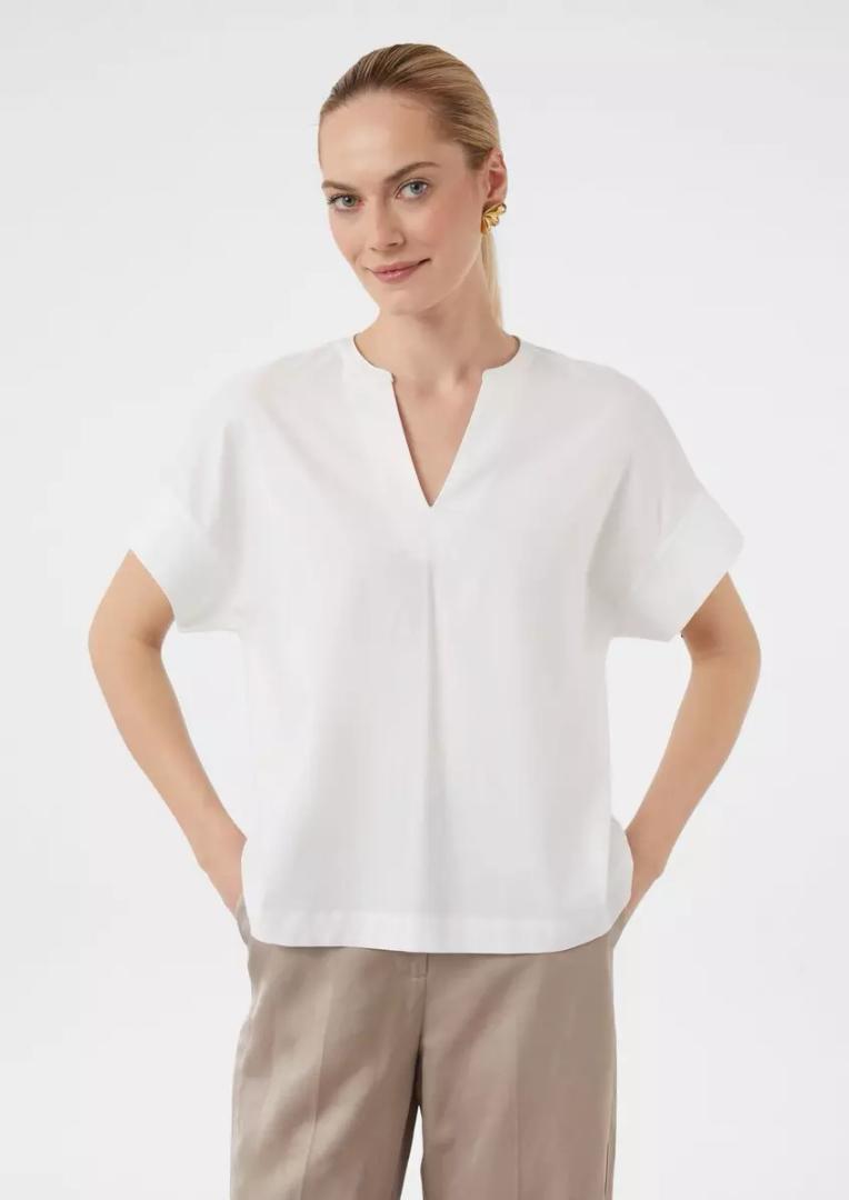 BATHRINS Women's Chiffon V Neck Sleeveless Blouse Tops Office Work Shirts White M