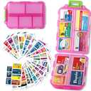 Pill Organizer with Medicine Labels Travel Daily Pill Container Mini Medication Organizer Storage Pill Organizer Travel Essentials Pill Case 7 Day (Pink & 161 Lables)