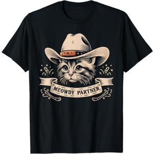 Cat Cowboy Funny Mashup Meowdy Partner Western Countries T-Shirt