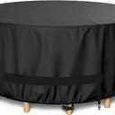 LBTING Round Patio Furniture Cover, Outdoor Table Chair Set Covers 48Dia x 28H Inches, 420D Waterproof Windproof Dust-proof UV-Resistant Furniture Cover - Black