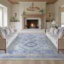 Maxsoft 5X8 Area Rug,Vintage Machine Washable Rugs for Living Room, Soft Non-Slip Low Pile Rug, Stain Resistant Rugs for Kitchen, Bedroom, Dining Room,Laundry Room,Nursery (Light Purple)