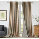 100% Full Blackout Champagne Beige Polyester Velvet Curtains 96 inch Long for Living Room,Set of 2 Liner Rod Pocket Back Tab Thermal Window Curtains Room Darkening Heavy Decor Drapes for Bedroom