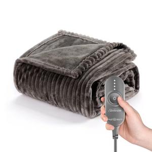 Sunbeam Royal Luxe Night Fog Heated Blanket 12-Heat Settings Auto Off Machine Washable Twin, 50x60in