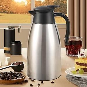 70oz Coffee Carafe Airpot Insulated Coffee Urn Stainless Steel Vacuum Thermal Pot Flask for Coffee, Hot Water, Tea, Hot Beverage Keep 12 Hours Hot, 24 Hours Cold