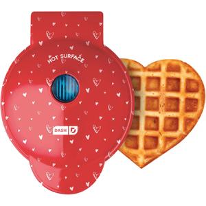 DASH Mini Maker for Individual Waffles, Hash Browns, Keto Chaffles with Easy to Clean, Non-Stick Surfaces, 4 Inch, Red Love Heart
