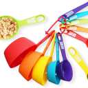 12 Piece Measuring Cups and Spoons Set, Colored Kitchen Measure Tools, Durable Nesting Cups and Spoons for Dry and Liquid, Dishwasher Safe