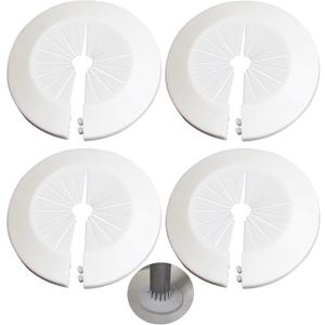 4ps Escutcheon Plate Faucet Escutcheons Easy Installation PP Wall Flange Round Wide Compatibility: Fits Pipes (0.31”–1.6” Diameter) (4, White)