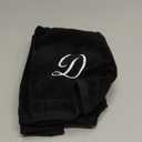 Monogrammed Towels Fingertip, Personalized Gift, 11 x 18 Inches - Set of 2 White Embroidered Towel - Extra Absorbent 100% Cotton - Soft Velour Finish - For Bathroom/ Kitchen/ Spa - Initial D (Black)