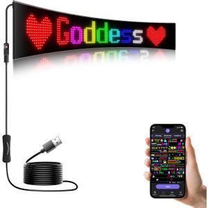 LED Sign - APP Control DIY Programmable Custom Sign Waterproof Flexible USB 5V 2A LED Open Sign Scrolling&Stationary Display for Window Ads,Parties Weddings Store Bar Hotel NEMGOME (27x5in, Black)
