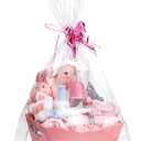 6Set Baskets for Gifts Empty - Sturdy Kraft Gift Basket Kit with Cellophane Wrap Pull Bows for Baby Showers Mother Family's Birthday Gifts Wedding Celebration Wrapping, Pink