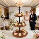 Cupcake Stand, 3 Tier Wood Cake Stands Rustic Cupcake Tower, Round Tiered Tray Stand for Dessert Table Display, Industrial Wooden Serving Stand Wedding, Graduation and Baby Shower