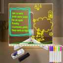 Led Note Board with Colors, Acrylic Dry Erase Board with Light, Led Writing Board with 7 Colored Pens and 1 Eraser, Can Be Used As A Glow Message Board Notepad (Plan A)