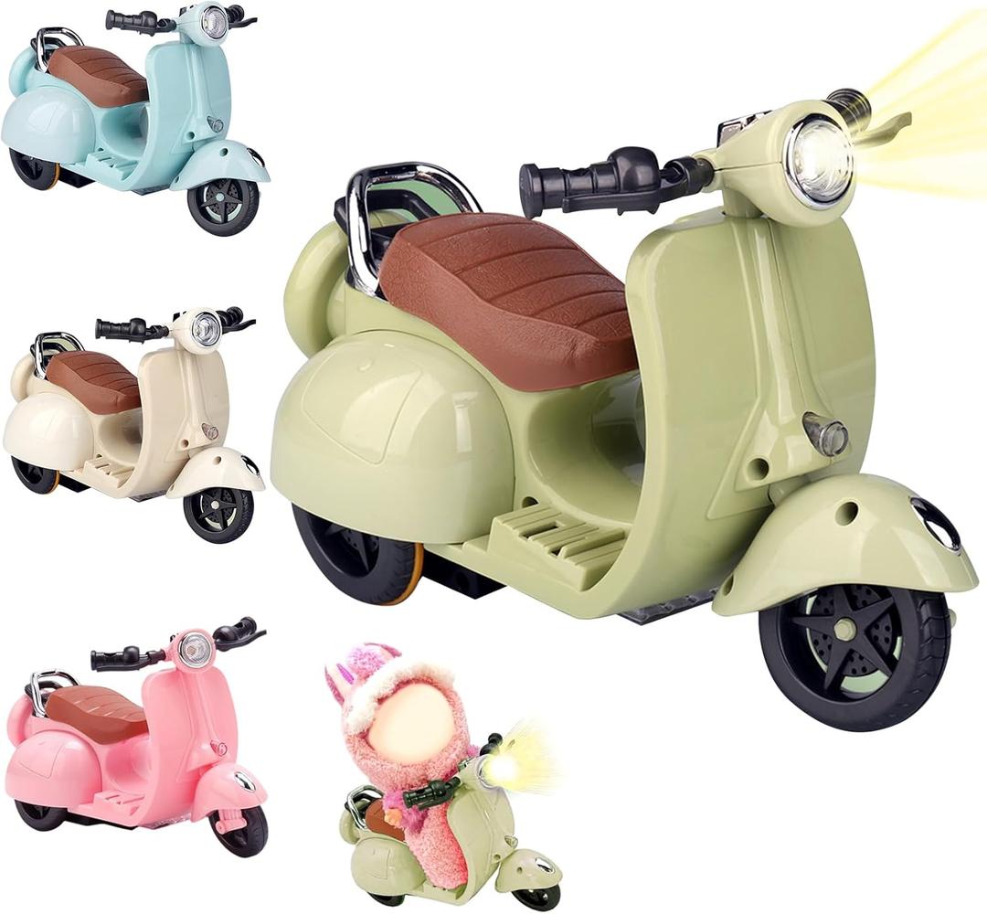 Scooter for Labubu, Scooter Toy with Light and Music, Have a Seat for Labubu Accessories, Mini Electric Doll Scooter Interactive Decor Desktop Ornaments (Green)