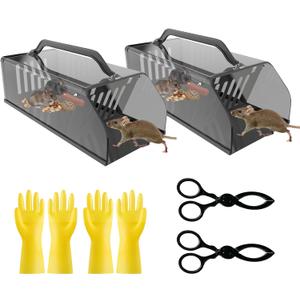 2 Pack Humane Rat Trap, Live Animal Trap Outdoor & Indoor Use, Reusable Automatic Continuous Mouse Cage Rodent Trap for Mice, Rats, Chipmunks, Voles, Easy Catch & Release