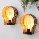JHY DESIGN Set of 2 Decor Cordless Wall Sconces Battery Operated Table Lamps 7" H Metal Cage Wall Mount Lamps with 6-Hour Timer for Home Living Room Bedroom Hallway Stairway