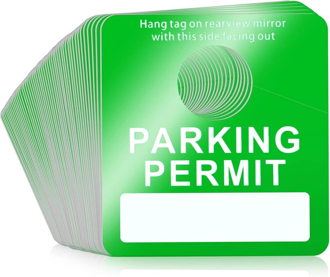 Remerry 500 Pack Parking Permit Hang Tags Bulk, 3 x 2.75 Inch Temporary Parking Passes & Pass Tickets, Plastic Placards PVC Tag for Rearview Mirror(Green)