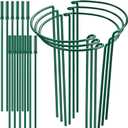 6 Pack 32 or 16 inch Adjustable Plant Support Stakes, Heavy-Duty Half Round Peony Support, Garden Plant Stakes Cage for Outdoor Plants, Peony, Tomato, Hydrangea, (16In Support +16In Extension Tubes)