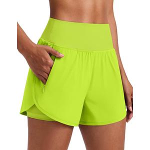 Ksmein Women's 2 in 1 Athletic Running Shorts 3" Dolphin Hem Quick Dry Workout Gym Shorts,Large