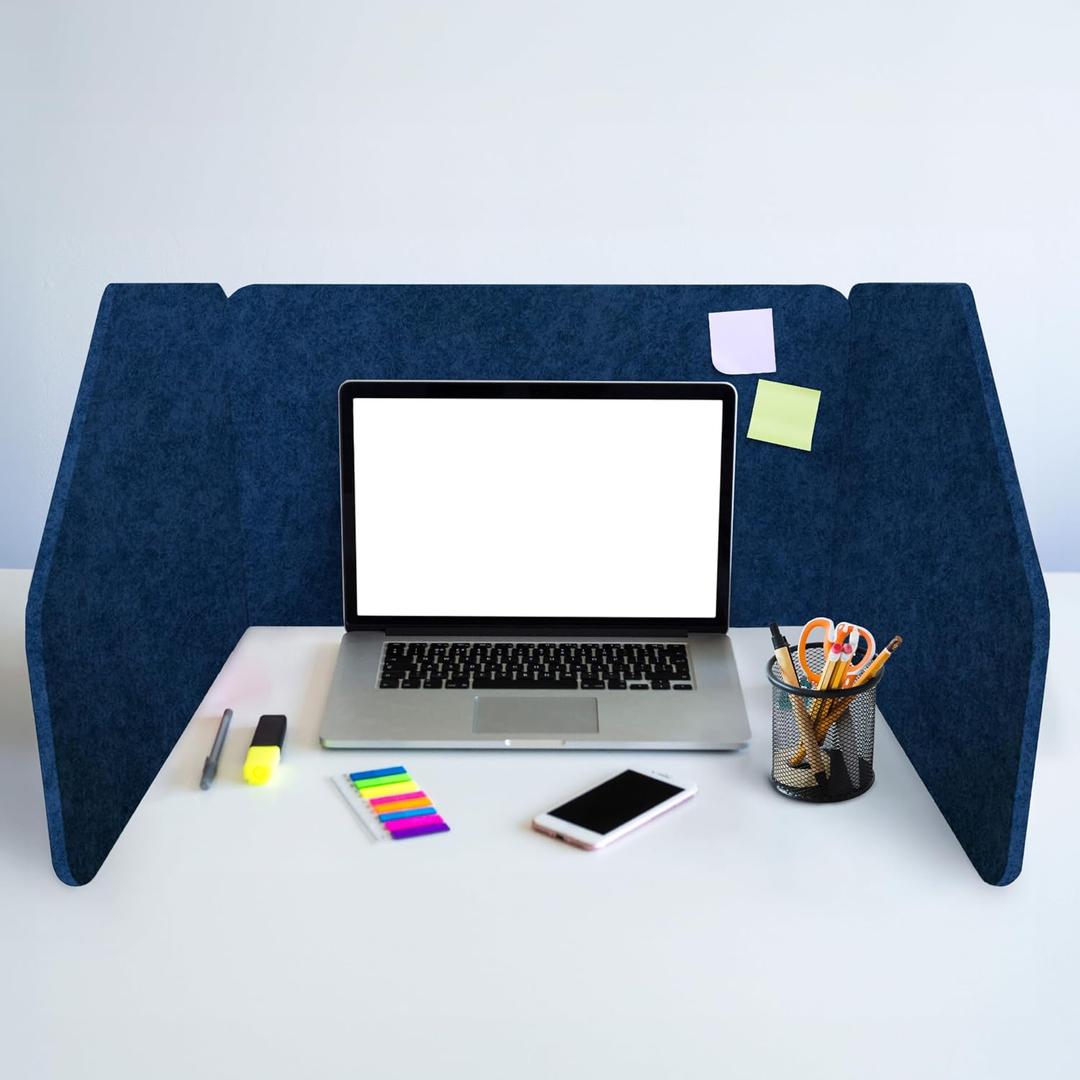 29.1" x 22.8" x 1.2" U-Shaped Desk Divider Partition, No Drill Freestanding Sound Absorbing Privacy Panel, Noise Reducing Cubicle Screen for Office Home & Classroom (Azure)