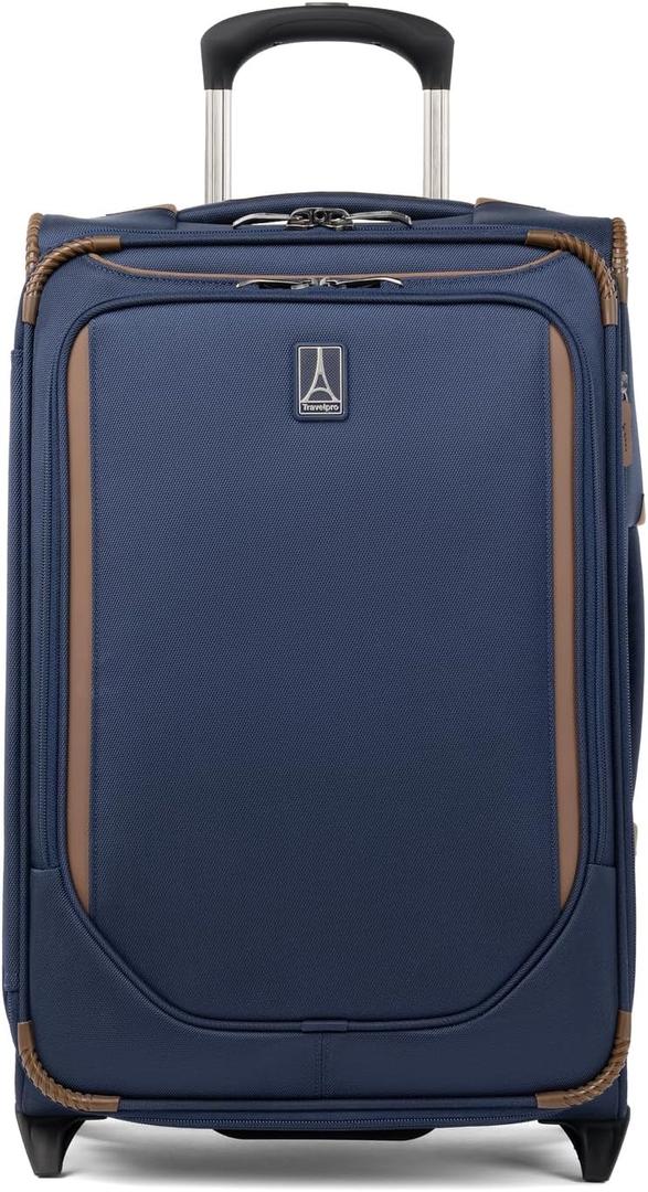 Travelpro Crew Classic Lightweight Softside Expandable Carry on Luggage, 2 Wheel Upright Rollaboard Suitcase, Men and Women, Carry On 22-Inch, Patriot Blue