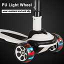 Kick Scooter for Kids Ages 3-12, 5 Adjustable Height Foldable Scooter with 3 LED Light Wheels, Outdoor Activities for Toddlers Boys Girls, Max Load up to 165 lbs