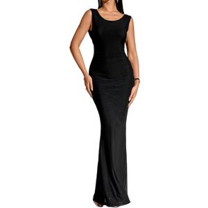 XinFSh Women's Summer Elegant Bodycon Maxi Dress Sexy Backless Long Formal Tie Wedding Guset Evening Party Cocktail Dresses (M)