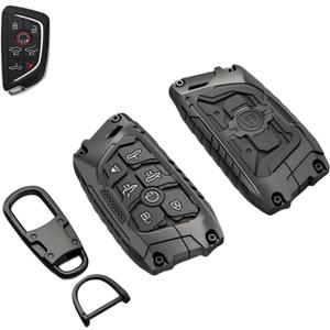 Heavy Metal Key Fob Cover Case Protector for Corvette C8, Keychain, Accessories for 2020 2021 2022 2023 2024 2025 Corvette C8 (7 Buttons)