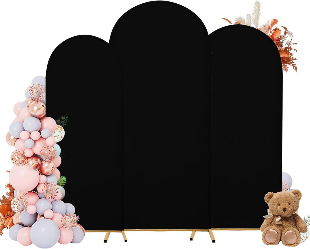Arch Covers,Arch Backdrop Stand Fitted Cover for Wedding Birthday Party Ceremony Banquet Decoration(7.2FT&6.6FT&6FT,Black,Cover Only)