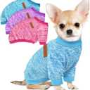 3 Pack Dog Sweaters for Small Dogs Girl Boy Winter Fleece Clothes Warm Soft Dog Sweatshirt Outfit for Dogs Cats Pet Apparel (Rose+Light Blue+Purple, Small) (S (Back: 11.8", Chest: 15.7", 5.5-10 lbs))