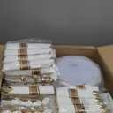 Nervure 700PCS Gold Plastic Plates - Gold Plastic Dinnerware Sets for 100 Guests - 200 Disposable Plates, 300 Silverware, 100 Cups, 100 Napkins for Wedding & Party & Mothers Day