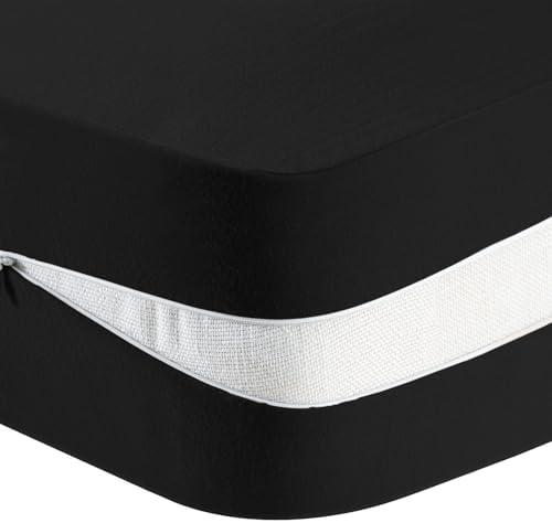 PrinceDeco Extra Thick Futon Mattress Cover for Traditional Japanese Futon Mattress, Floor Mattress Cover with Zipper, Machine Washable, Black, 160 inch x 140 inch