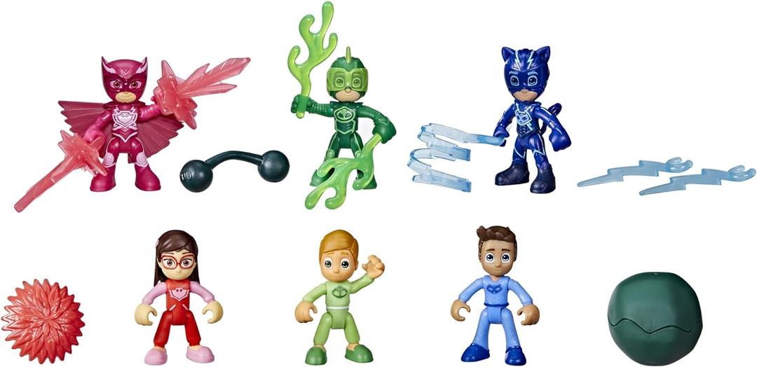 PJ Masks Hasbro Nighttime Heroes Figure Set Preschool Toy, 6 Action Figures and 11 Accessories for Kids Ages 3 and Up