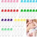 Diaper Safety Pin - 100pcs Plastic Head Baby Heavy Diapers Pins 2.1 Inch Large Colorful Cloth Pins for Clothes Cloth Diapers Fasteners Accessories