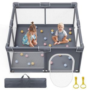 Jixrolyn Baby Playpen 50"x50", Sturdy Safety Baby Fence Play Area with Soft Breathable Mesh, Anti-Slip Base, Play Pen for Toddlers 1-3