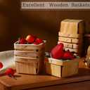Hoolerry 25 Pieces 1/2 Pint Wooden Gift Baskets 3 x 3 x 2.2 Inch Square Vented Wood Boxes Mini Berry Basket Bulk for Fruit Picking Arts Crafts and Party Decor Wedding Gift